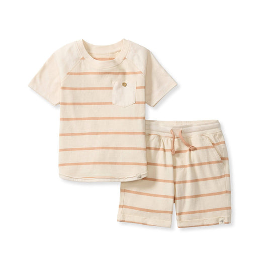 Basic Stripe Boy Tee & Shorts Set