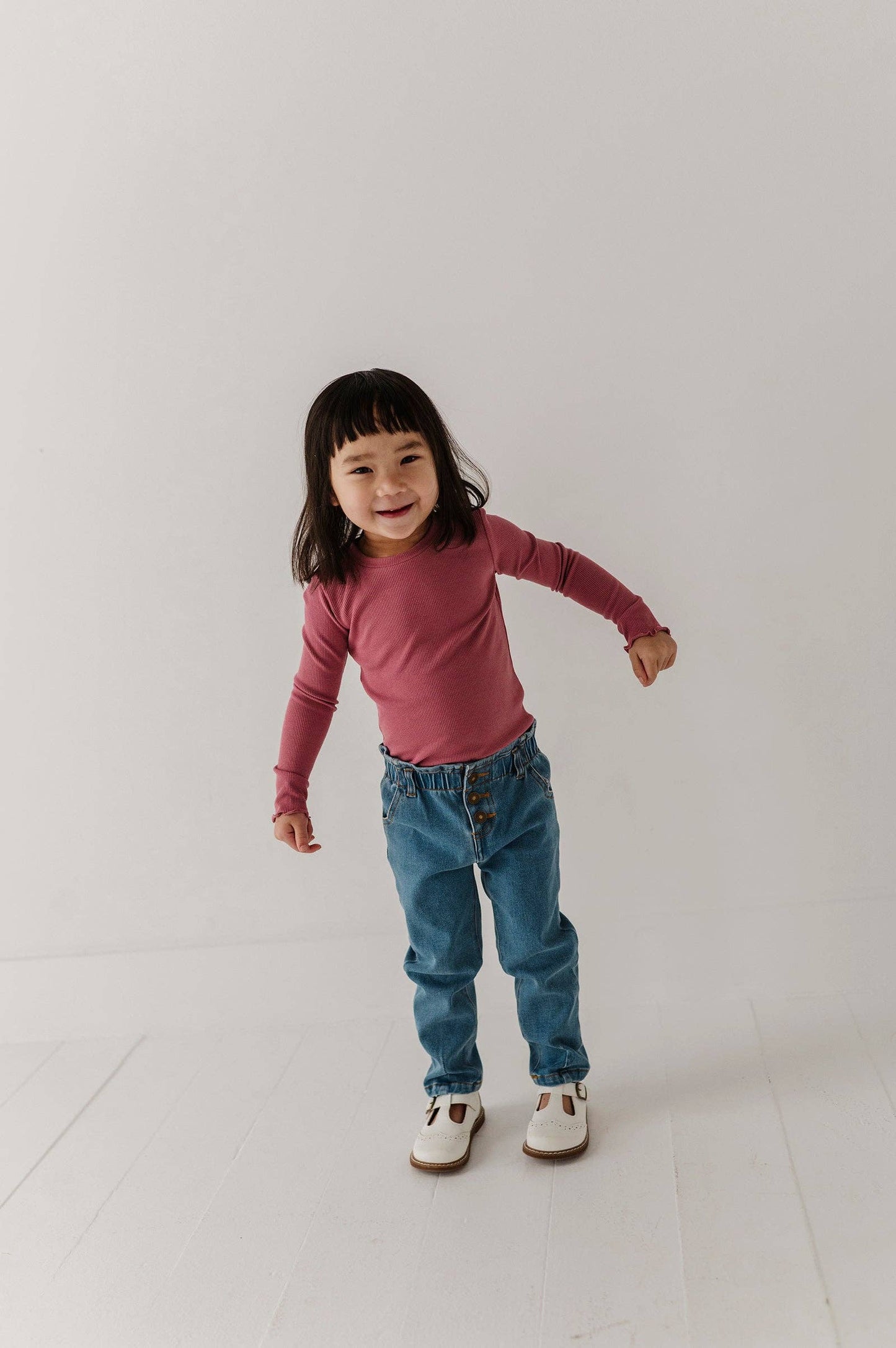 Babysprouts Girl's Paperbag Denim Pants: Mid Blue Wash