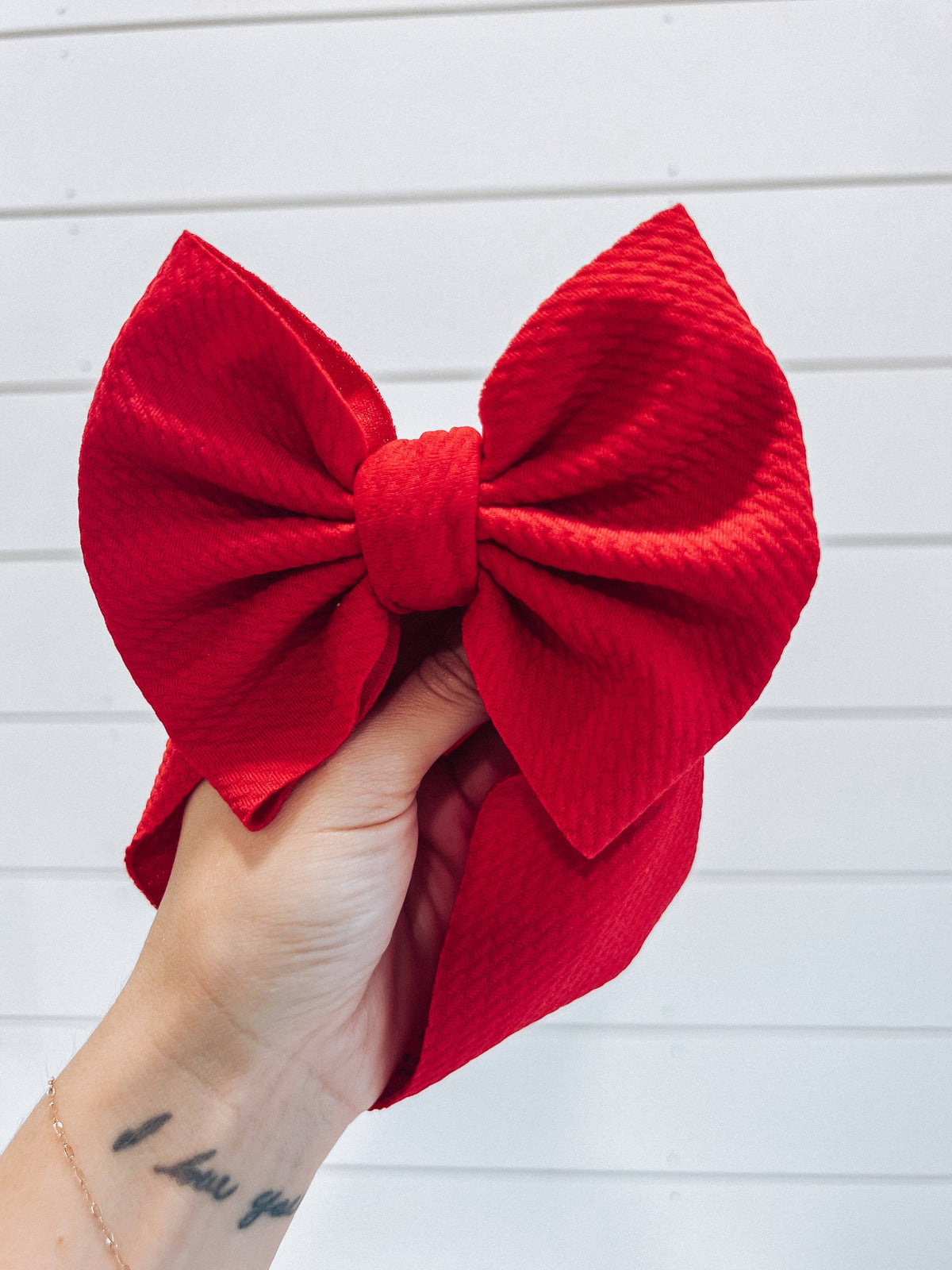 Red Bullet Bow + Headwrap  : NEWBORN HEADWRAP (5INCH BOW) BEST FITS 0-3M
