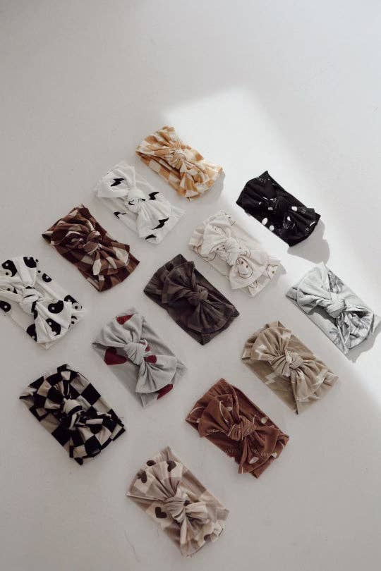Bamboo Head Wrap | Faded Brown Checkerboard