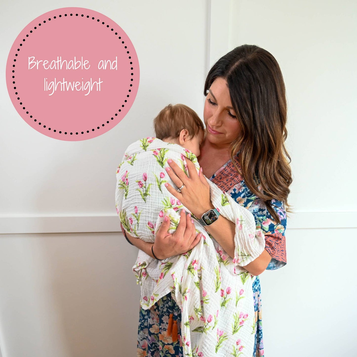 Baby Muslin Swaddle Blanket 47x47 Tulip Garden