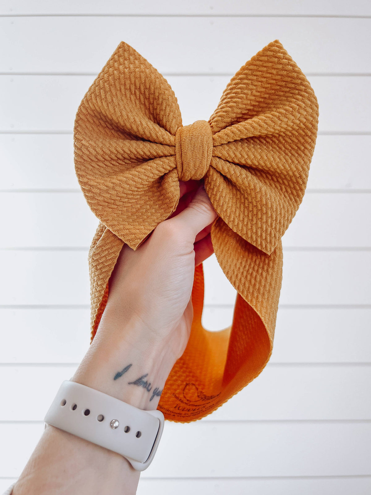 Carmel Bullet Bow + Headwrap  : NEWBORN HEADWRAP (5INCH BOW) BEST FITS 0-3M