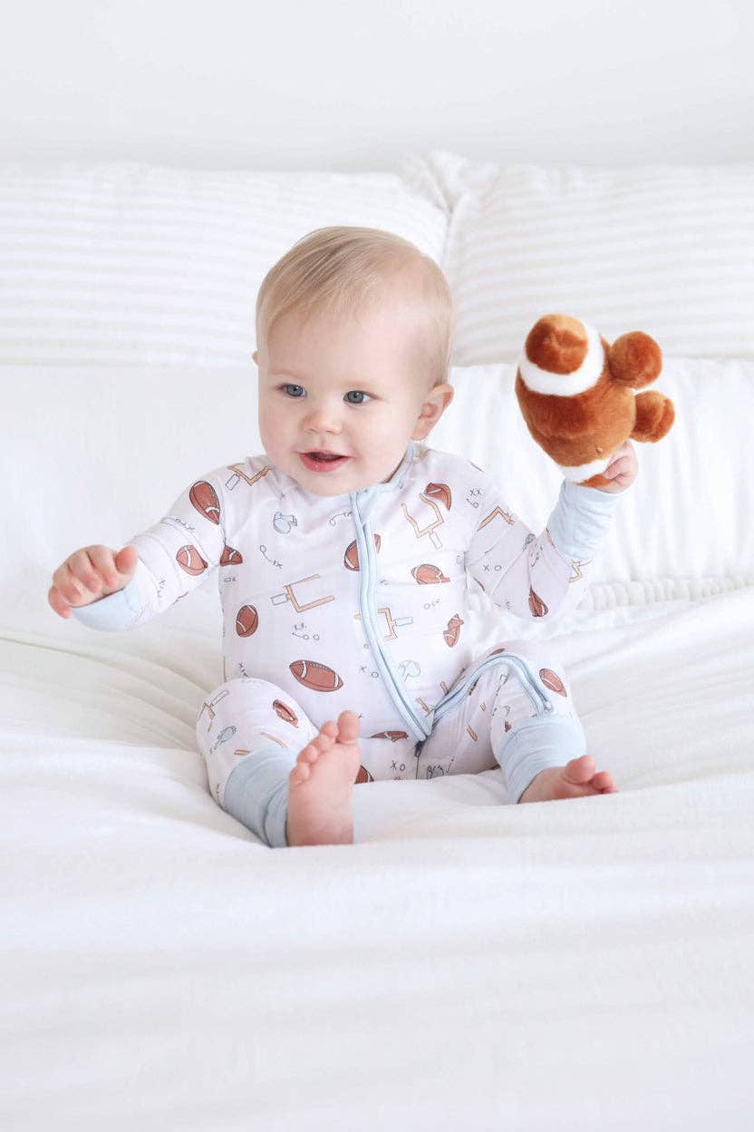 Tiny Touchdowns Convertible Zip Romper | Neutral: 12-18 months