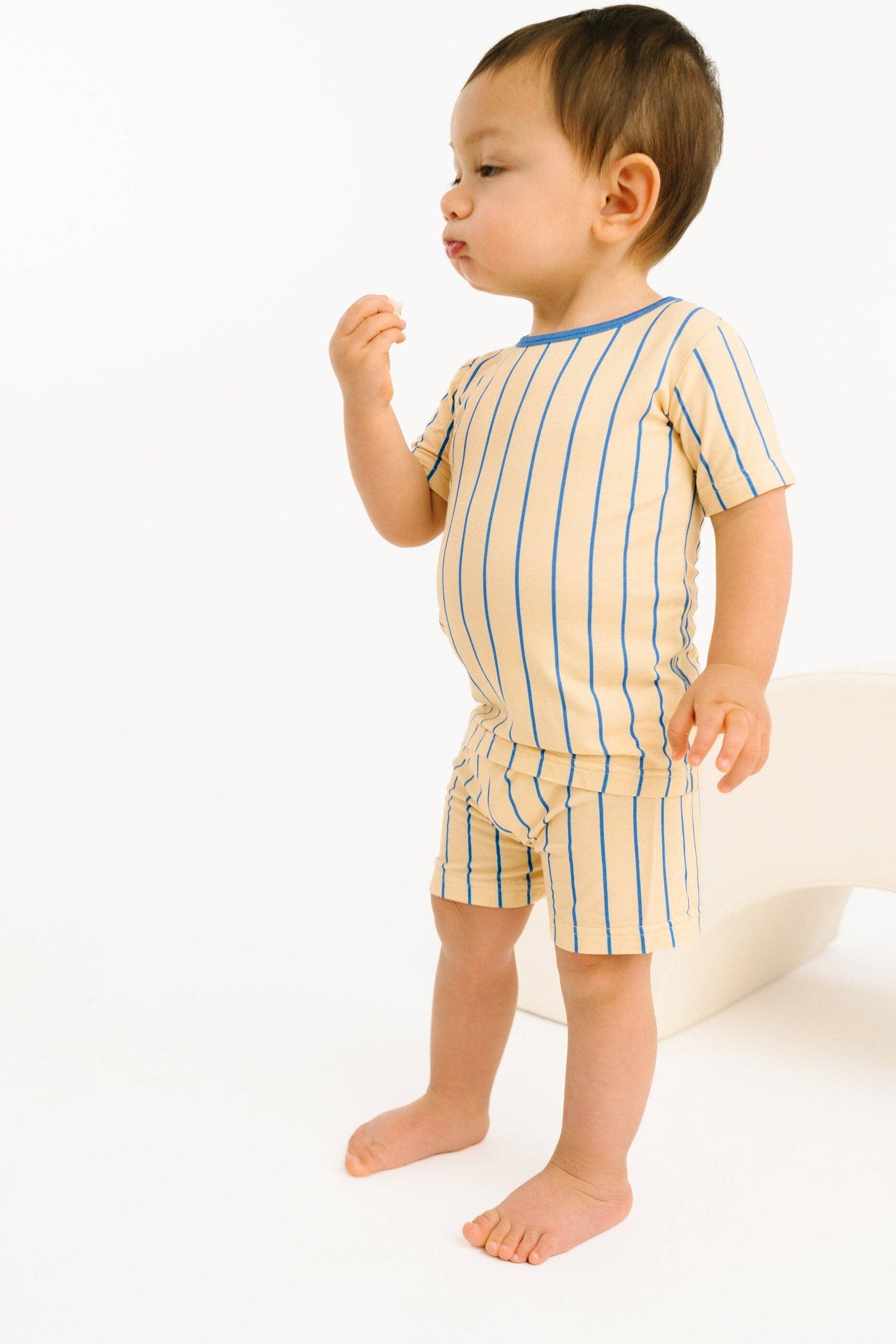 Vintage Stripe Bamboo Shorts Set: 18-24M