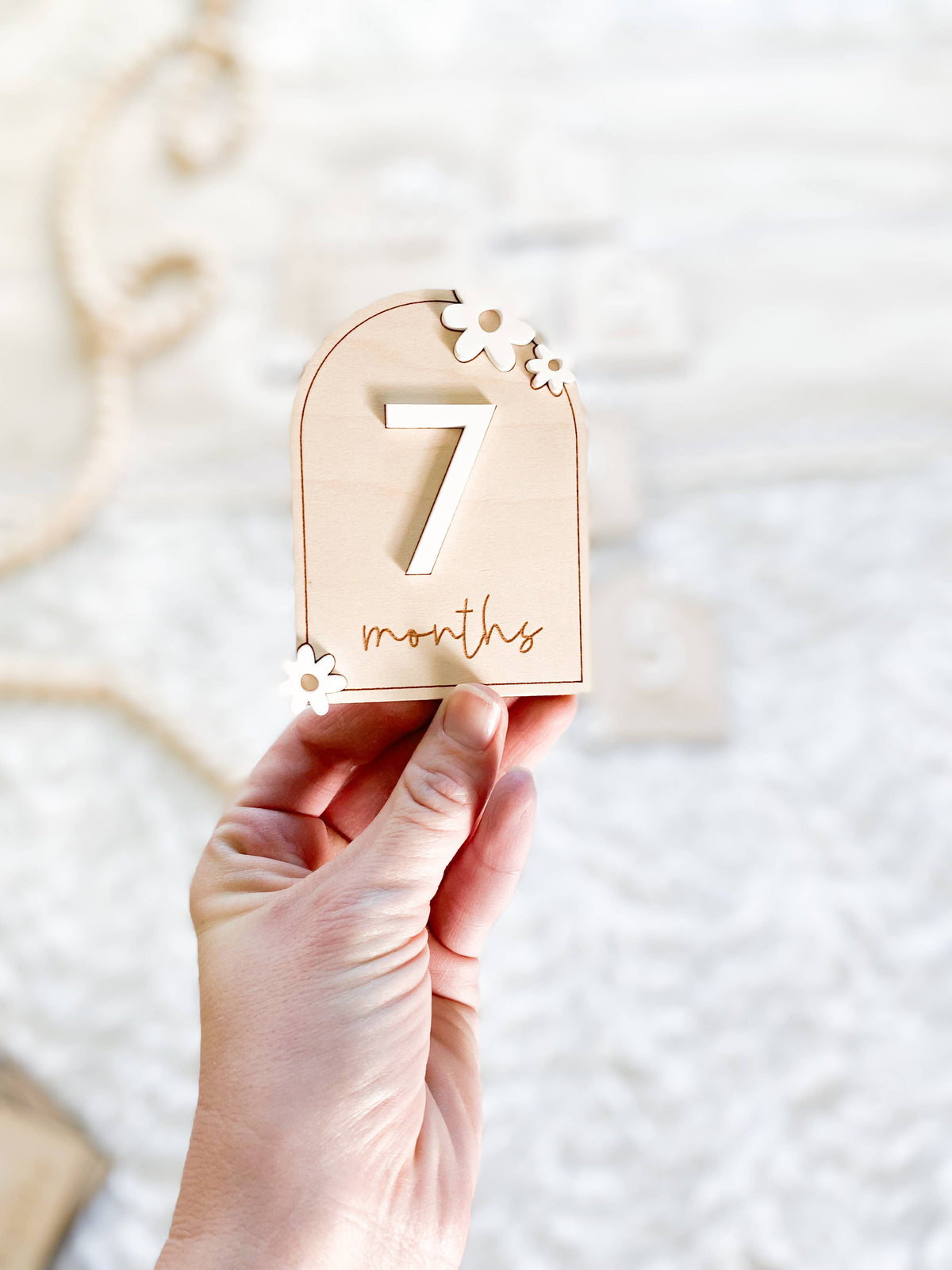 Wooden Monthly Milestone Set - Daisy: Blush / 12 Months (12 pc)
