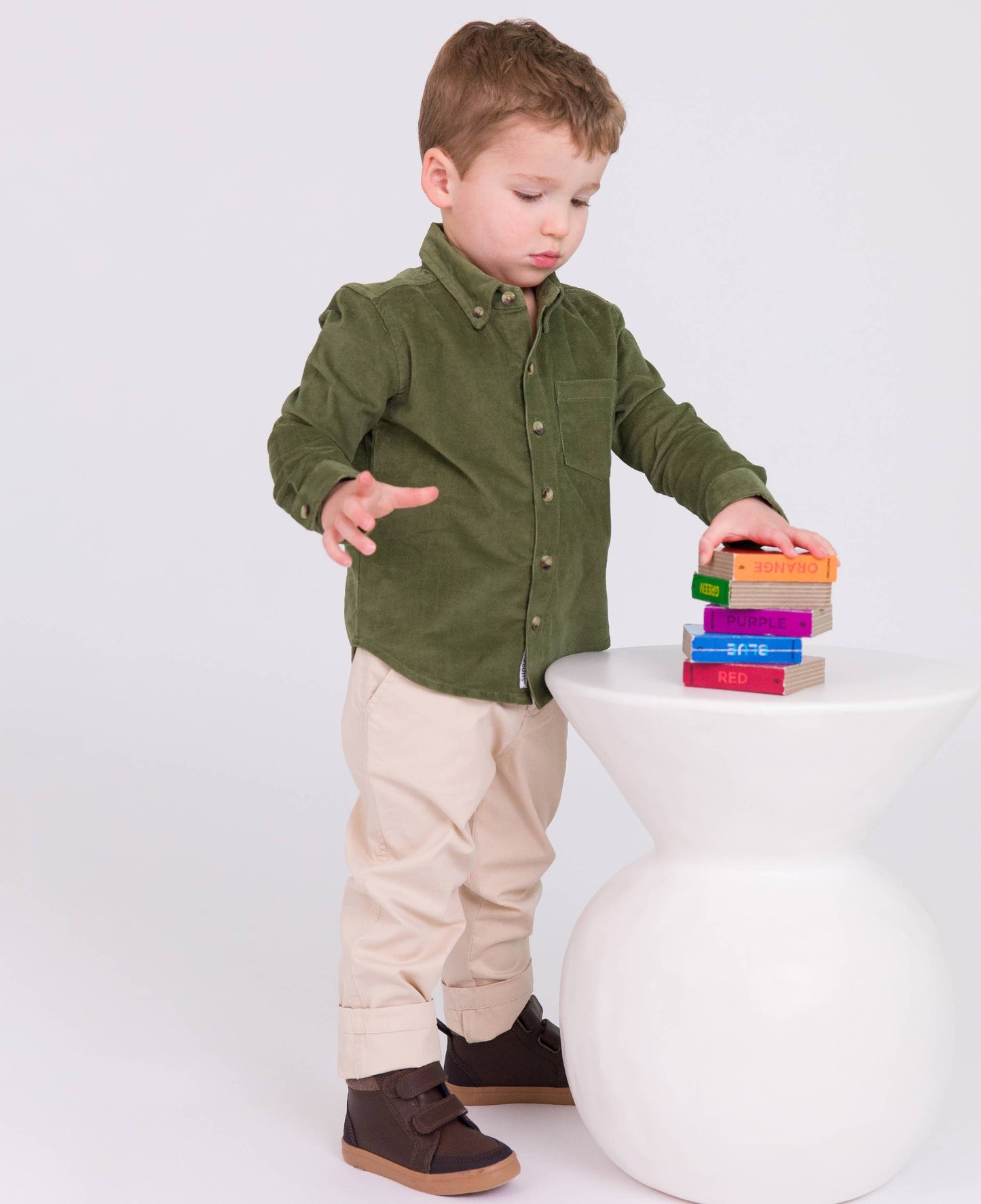 Boys Khaki Stretch Chino Pants: Off-White / 3T