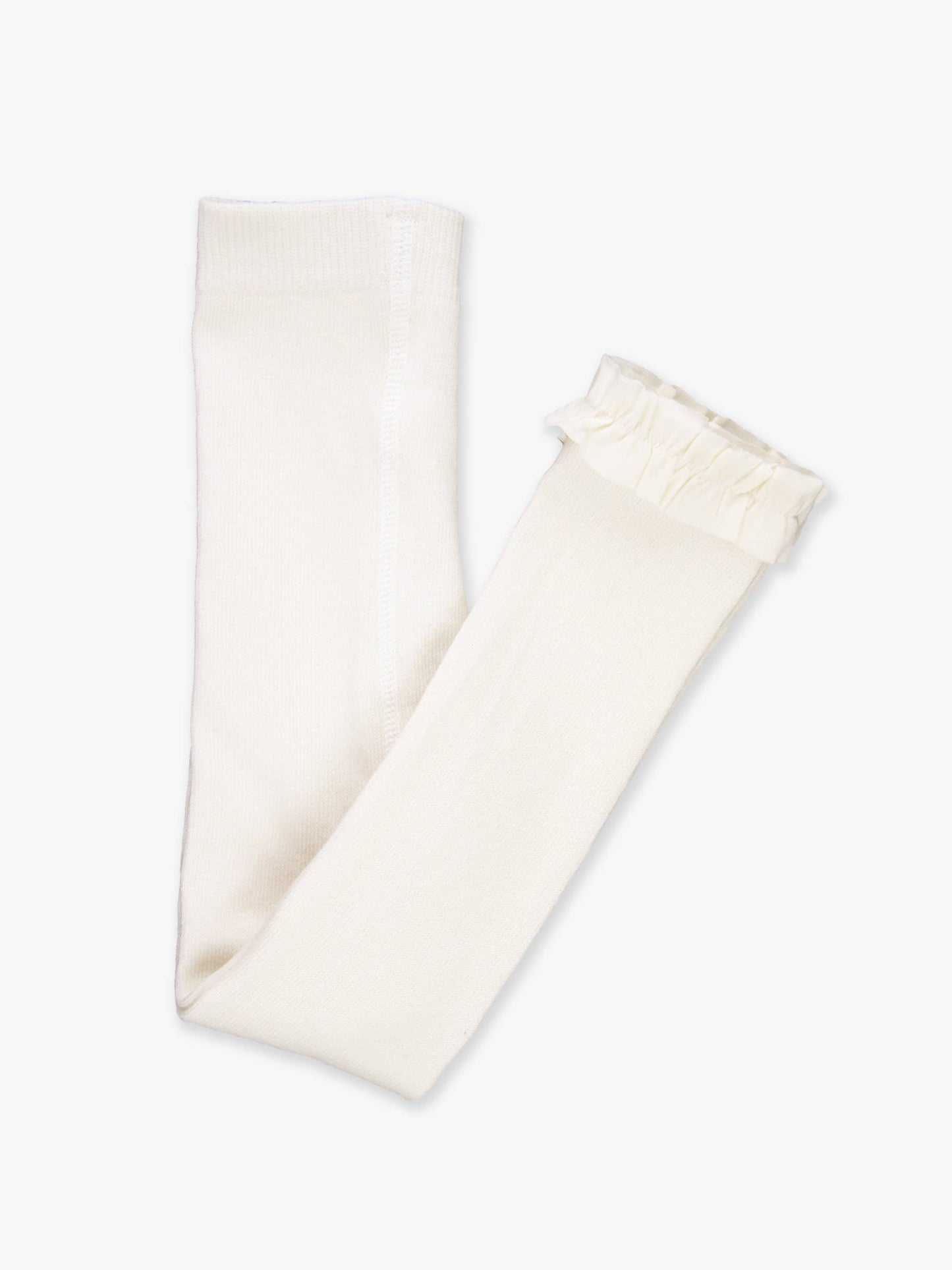 Girls Ivory Footless Ruffle Tights: Off-White