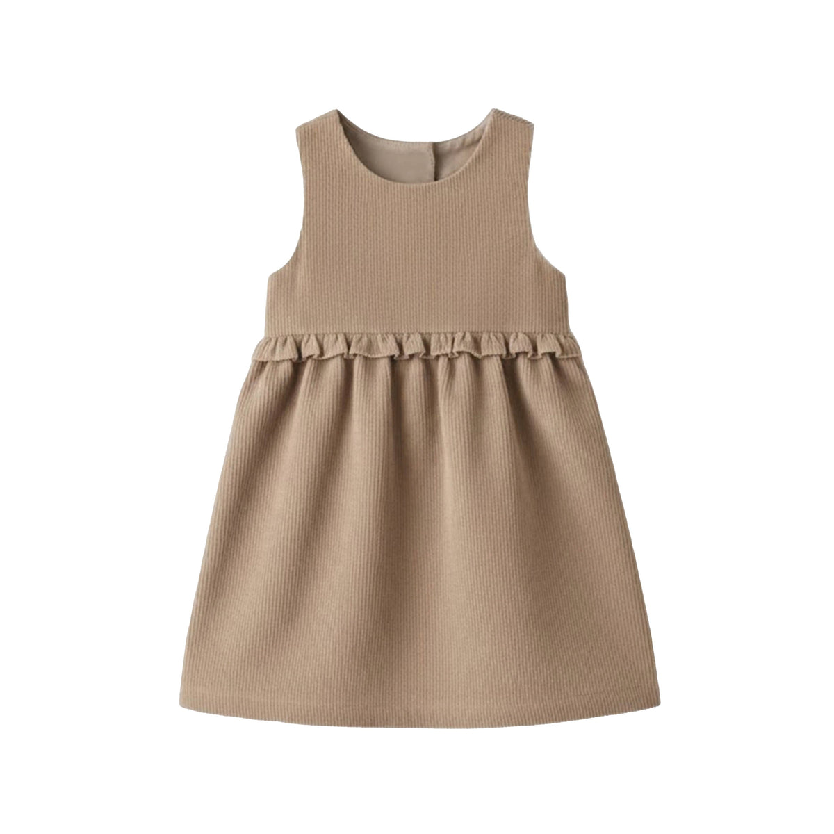 Lois Fine Corduroy Ruffle Jumper - Taupe