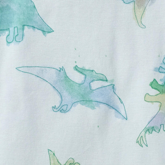 Watercolor Dinos Organic Baby Sleeper Romper - Rain
