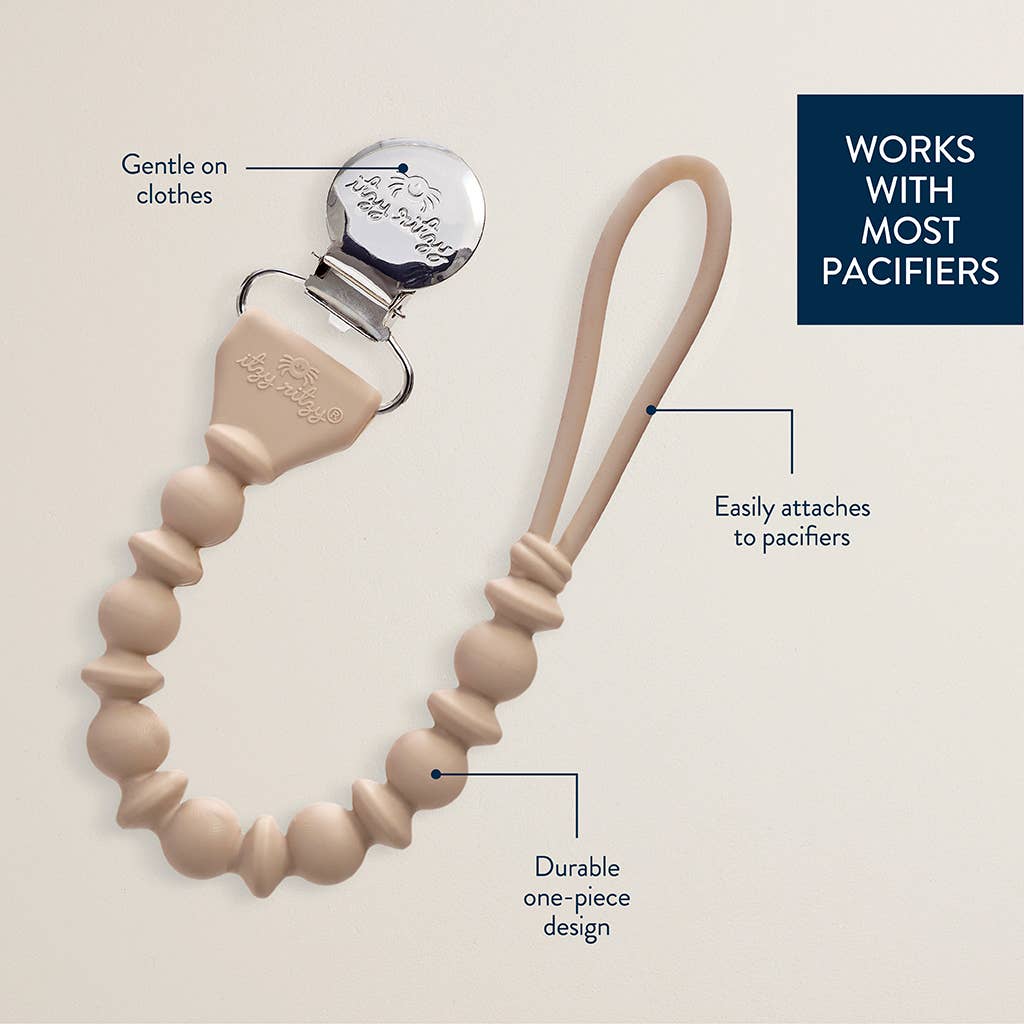 Itzy Paci Strap™ Silicone One-Piece Pacifier Clips: Blue Beaded