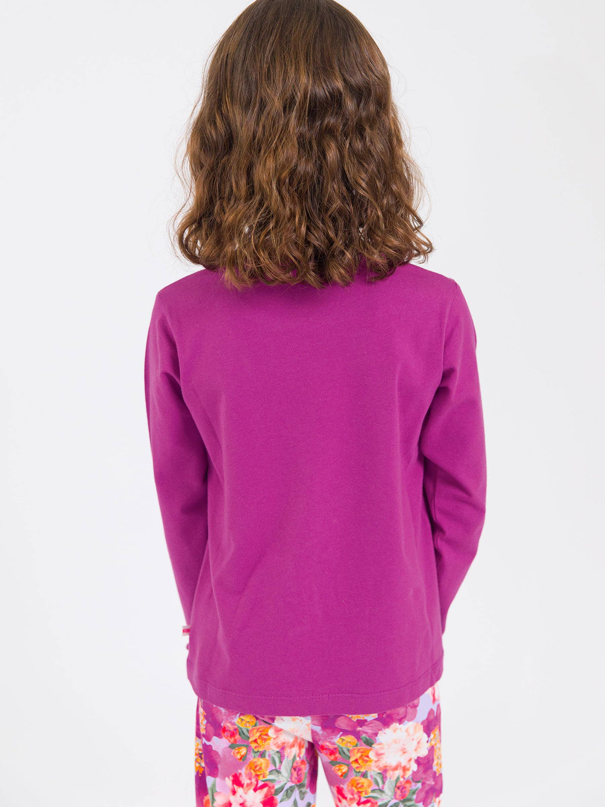 Girls Plum Tart Knit Long Sleeve Ruffle Sleeve Top