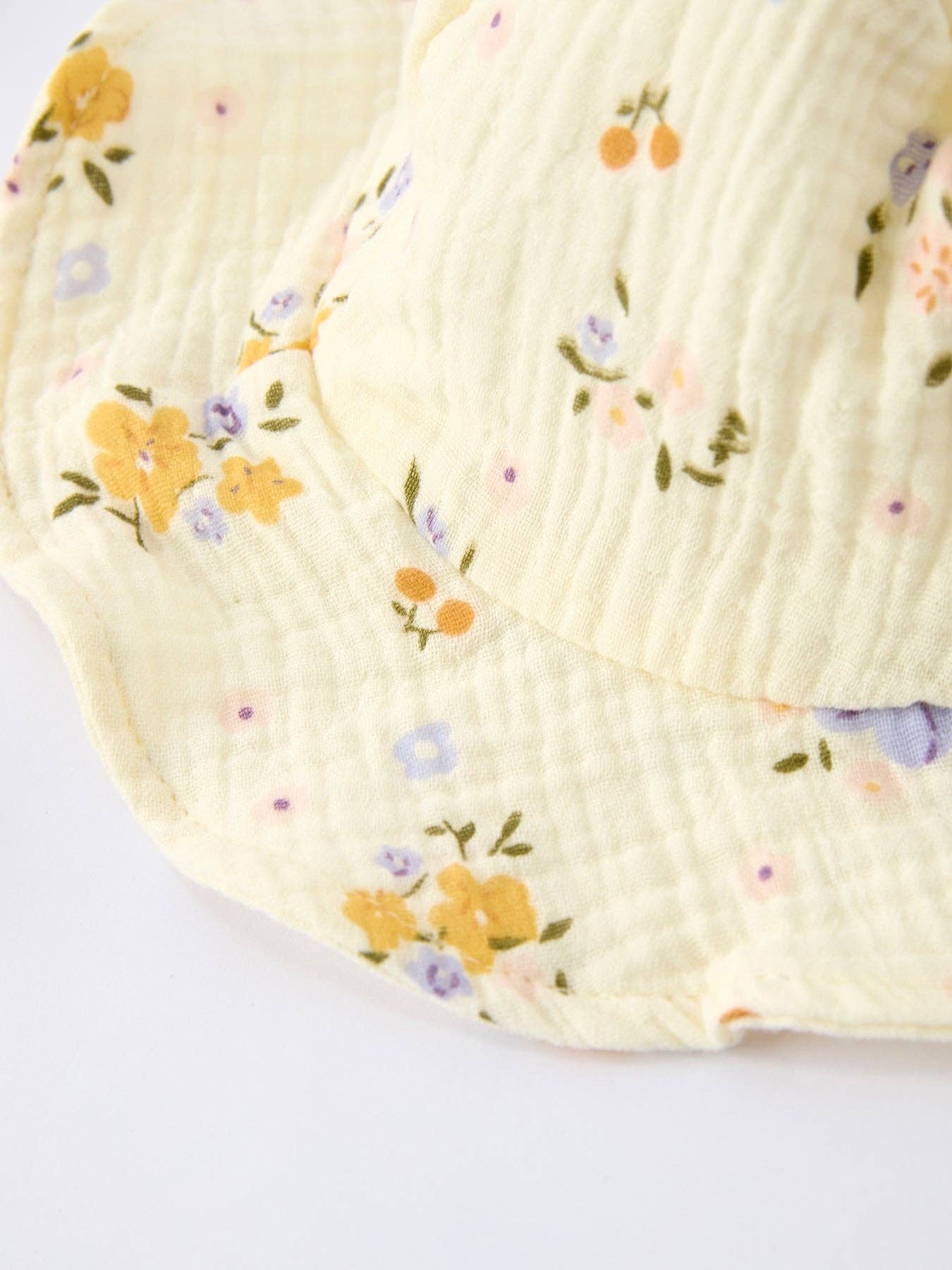 Muslin Floral Smocked Baby Romper with Matching Hat: 18M