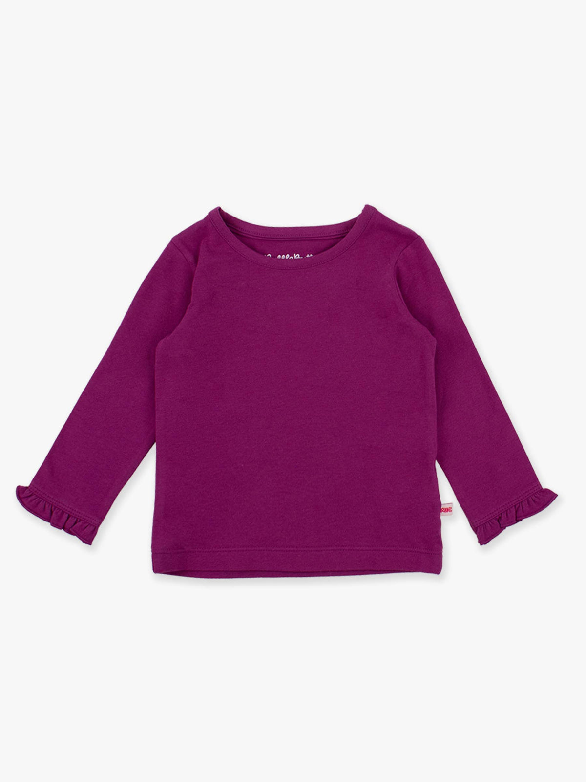 Girls Plum Tart Knit Long Sleeve Ruffle Sleeve Top