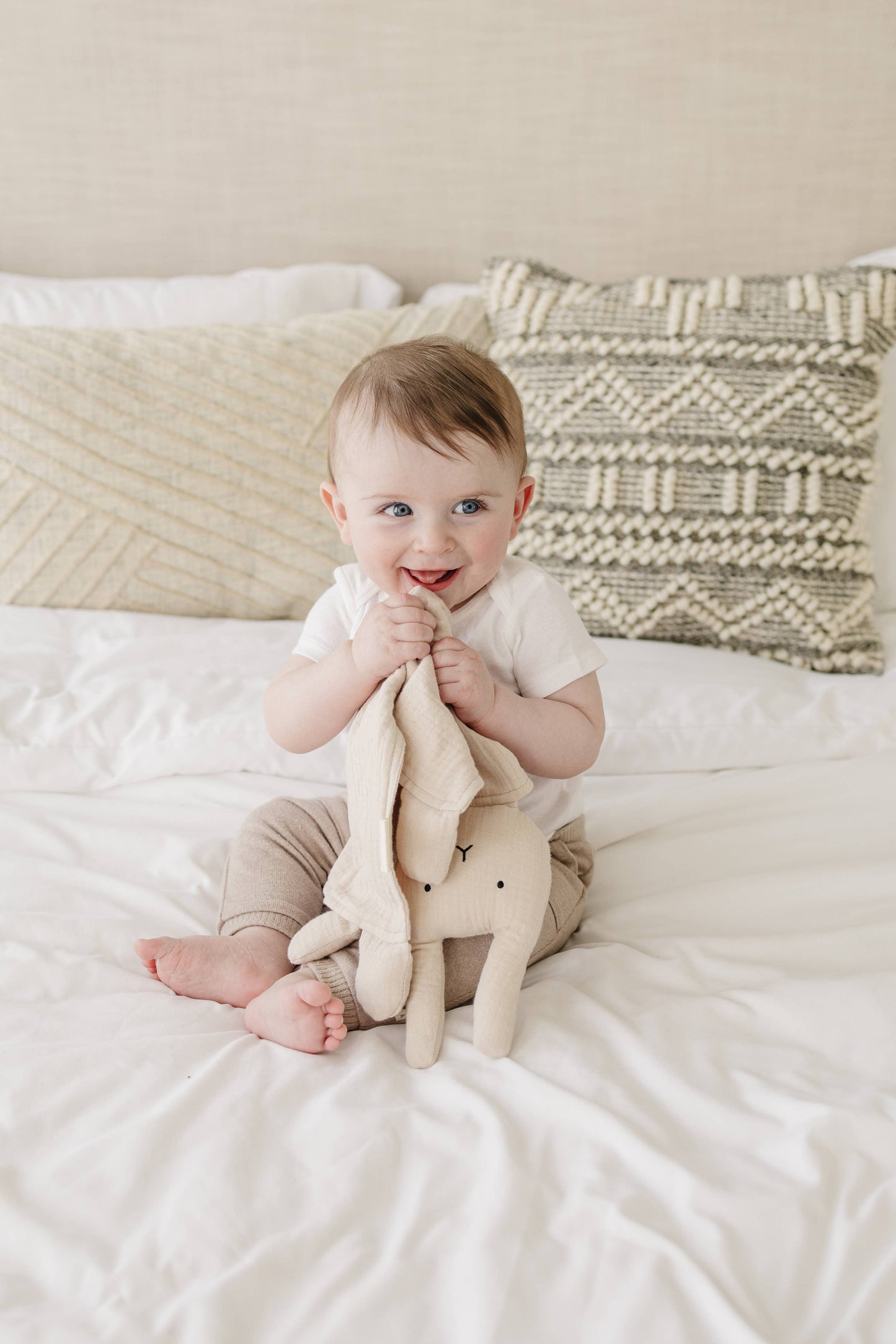 Organic Cotton Muslin Natural Sand Bunny Lovey Blanket