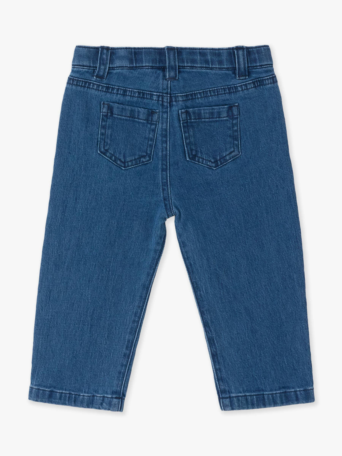 Boys Medium Wash Stretch Denim Straight Jeans: Blue