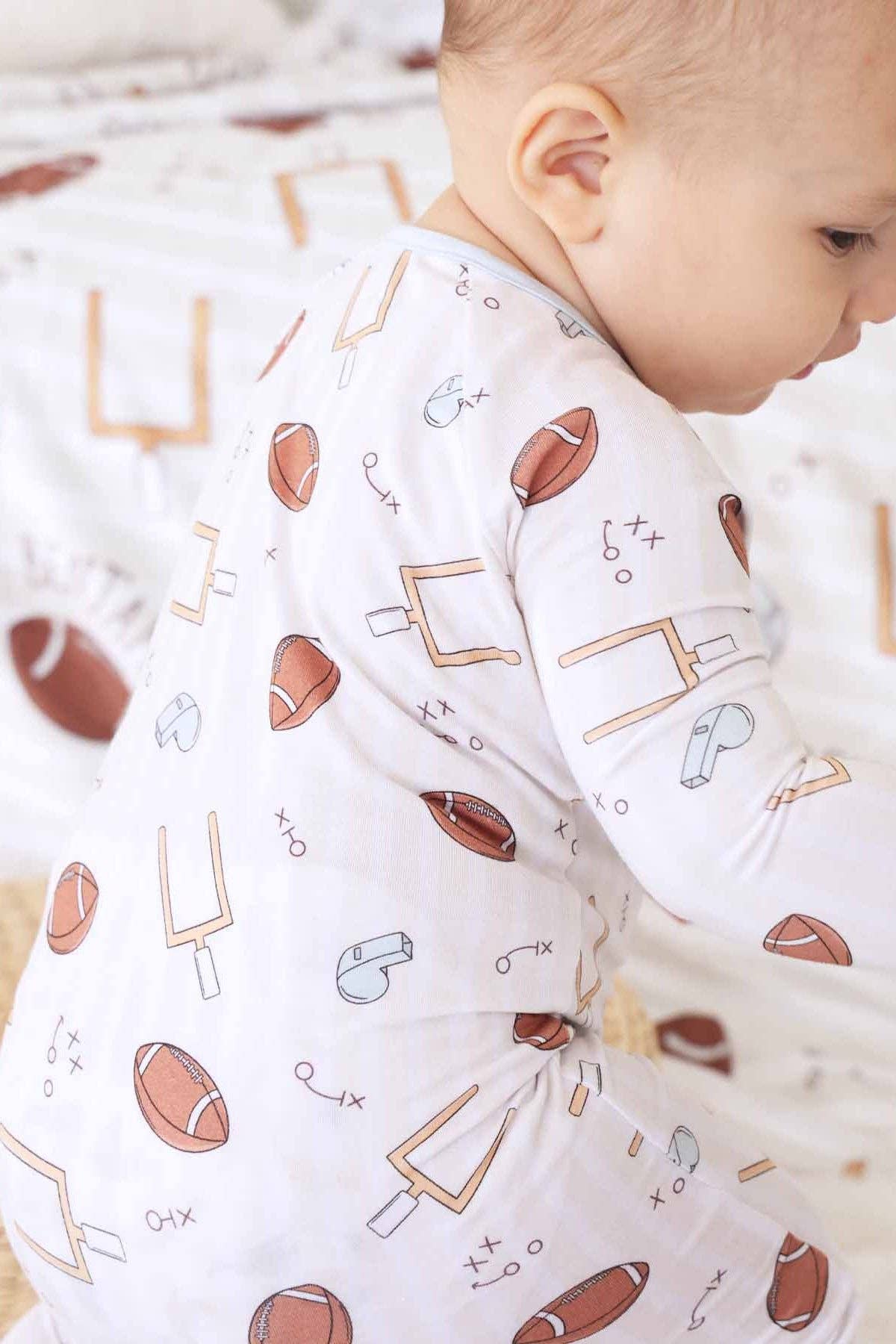 Tiny Touchdowns Convertible Zip Romper | Neutral: 3-6 months