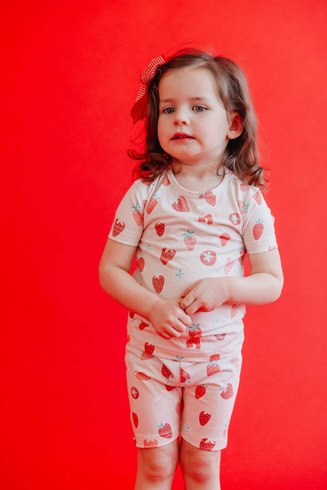 2pc Short Sleeve Pajama Set - Strawberry: 3T