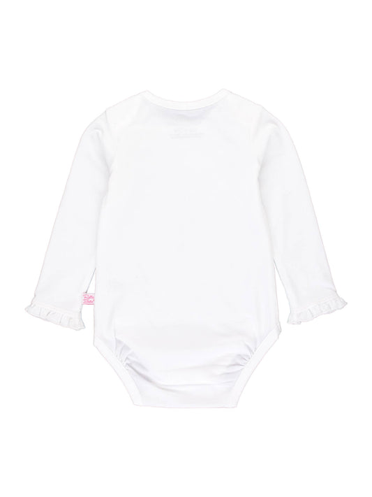 Baby Girls White Knit Long Sleeve Ruffle Bodysuit