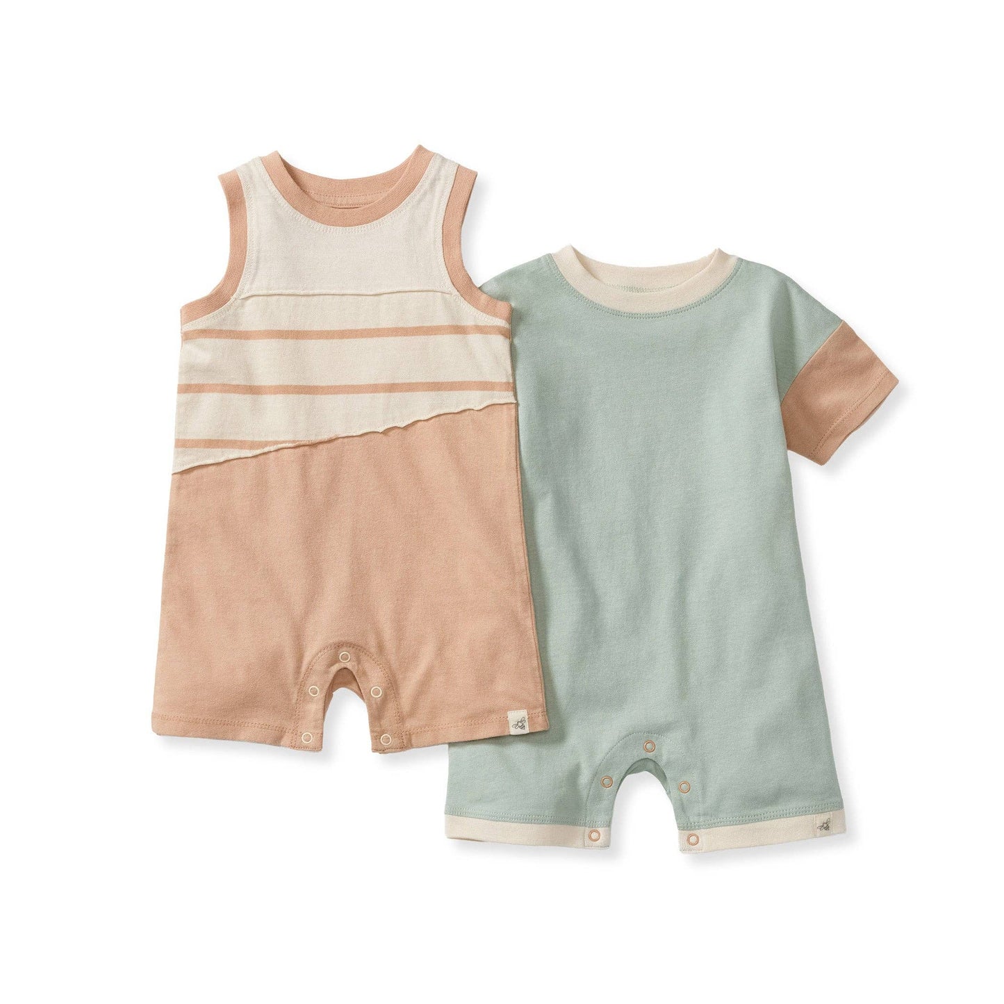 Basic Stripe Baby Boy Romper Set 2-Pack - Sweet Maple: 0-3M