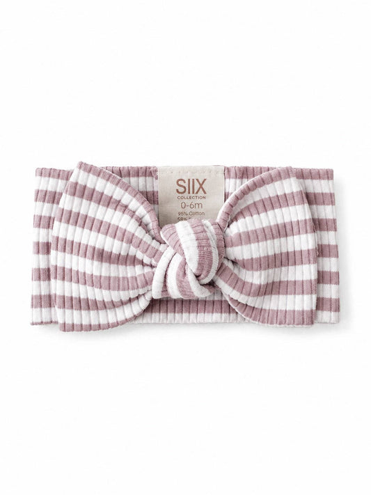 Violet Stripe / Ribbed Bow: 0-6M