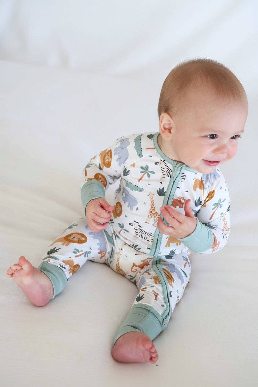Safari Snuggles Convertible Zip Romper: 3-6 months