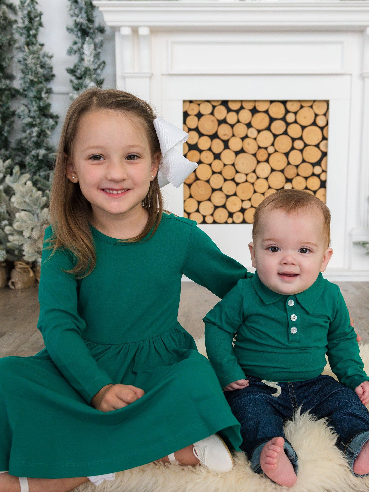 Baby Boys Emerald Green Knit Polo Bodysuit: Green