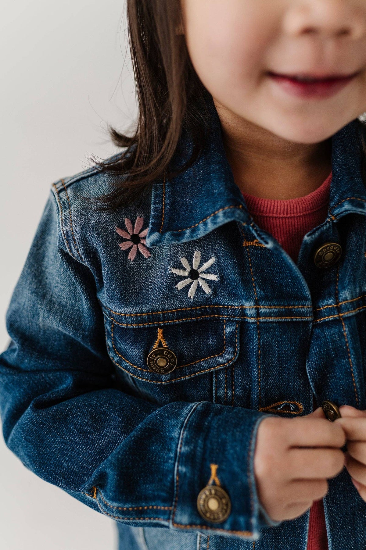 Babysprouts Girl's Denim Jacket: Dark Blue Wash
