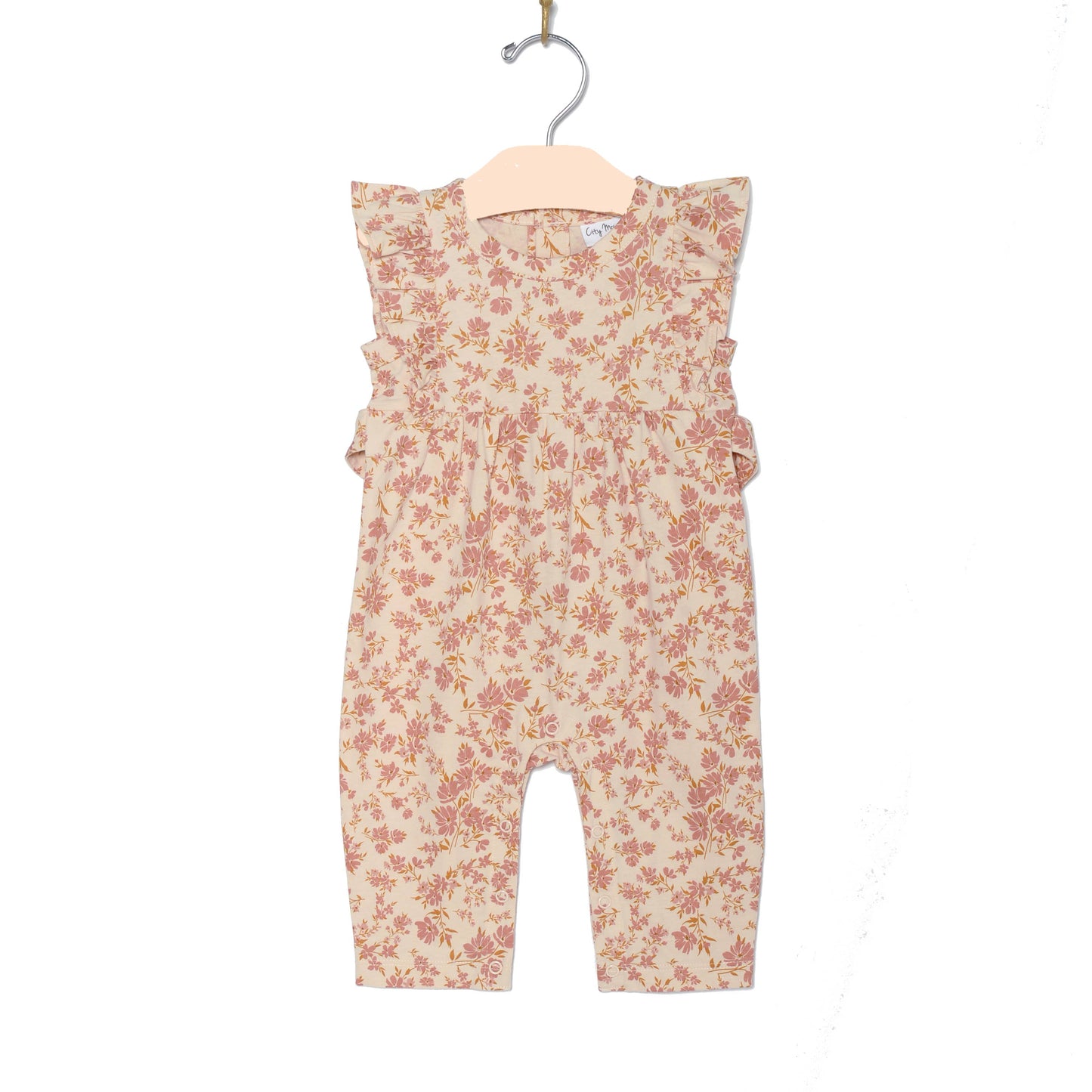 Flutter Long Romper- Blush Floral: 0-3m