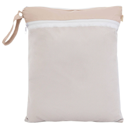 Dual-Compartment Wet/Dry Bag with Mesh Pocket (Taupe)