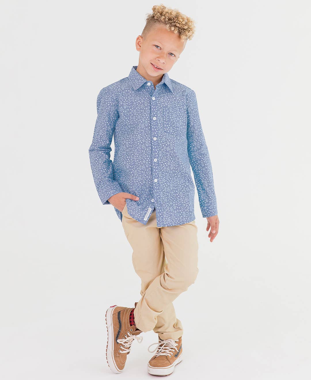Boys Khaki Stretch Chino Pants: Off-White / 3T