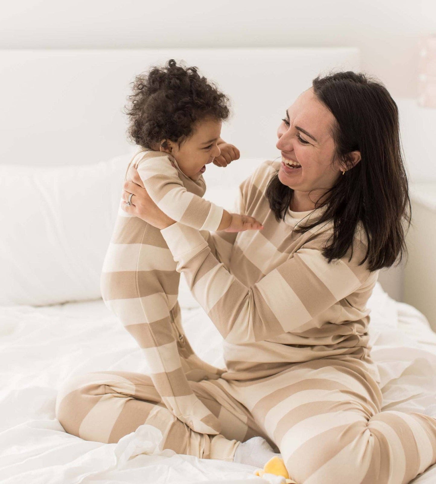Mommy & Me Rugby Stripe Organic Cotton Sleep & Play - Oat: Oat / 0-3 Months