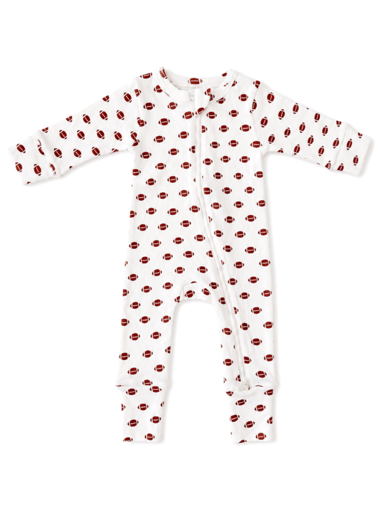 Football / Organic Pointelle 2-Way Zip Romper