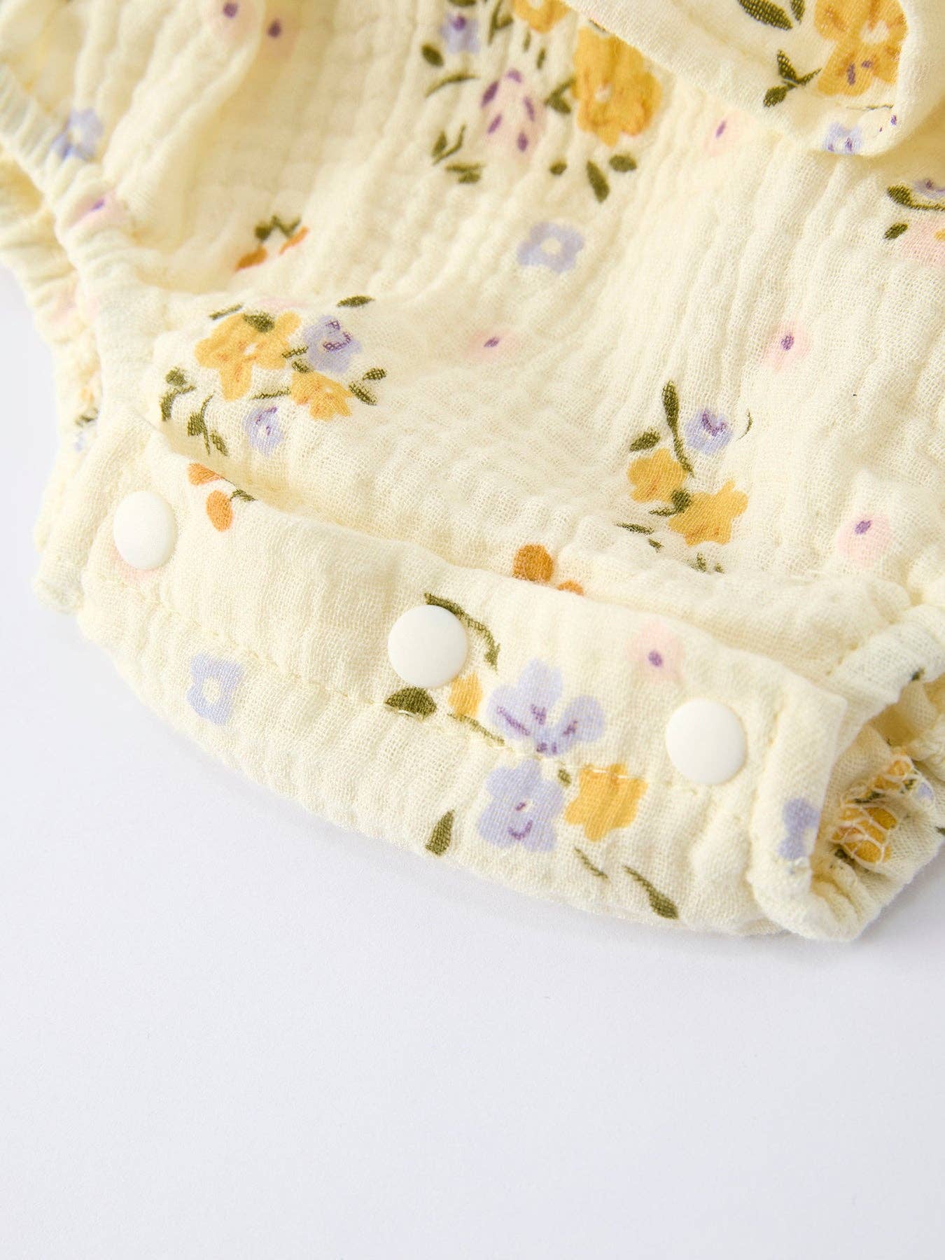 Muslin Floral Smocked Baby Romper with Matching Hat: 12M