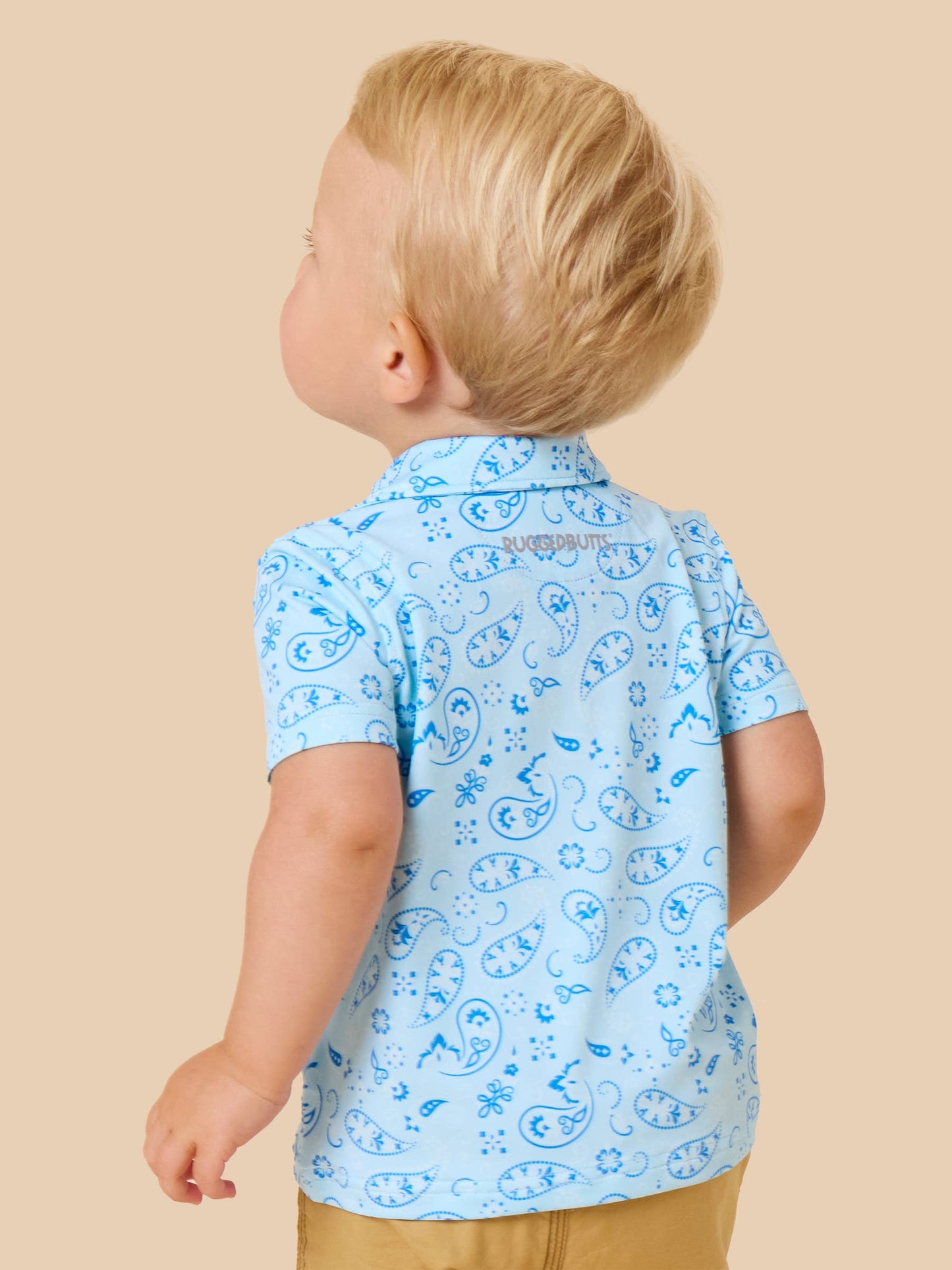 Boys Blue Western Bandana Knit Short Sleeve Performance Polo: Blue