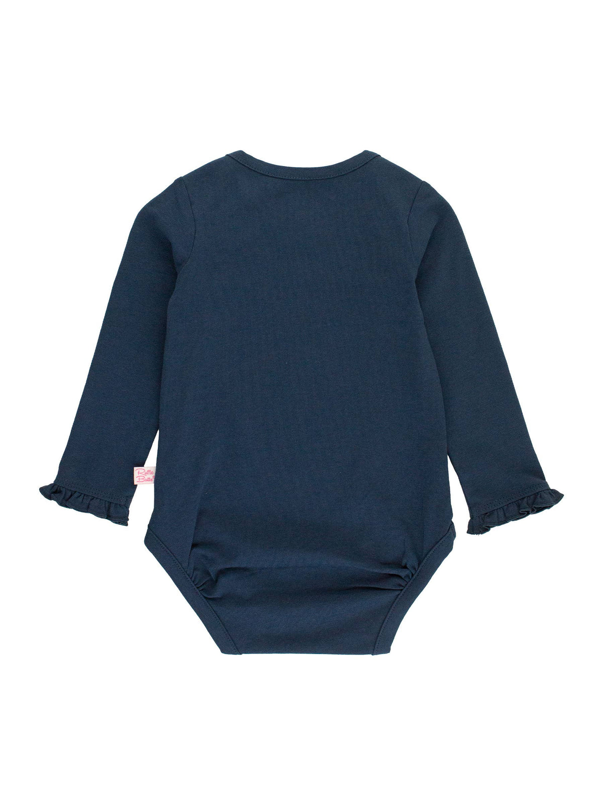 Baby Girls Dark Navy Knit Long Sleeve Ruffle Bodysuit