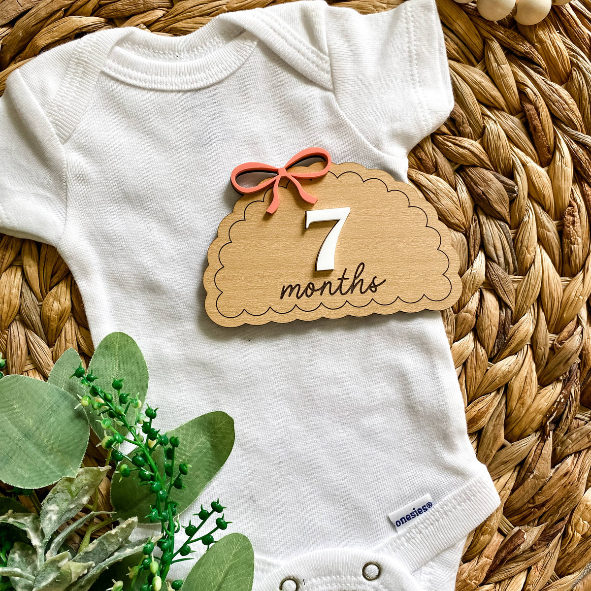 Wooden Monthly Milestone Set - Dainty Bows : Blush