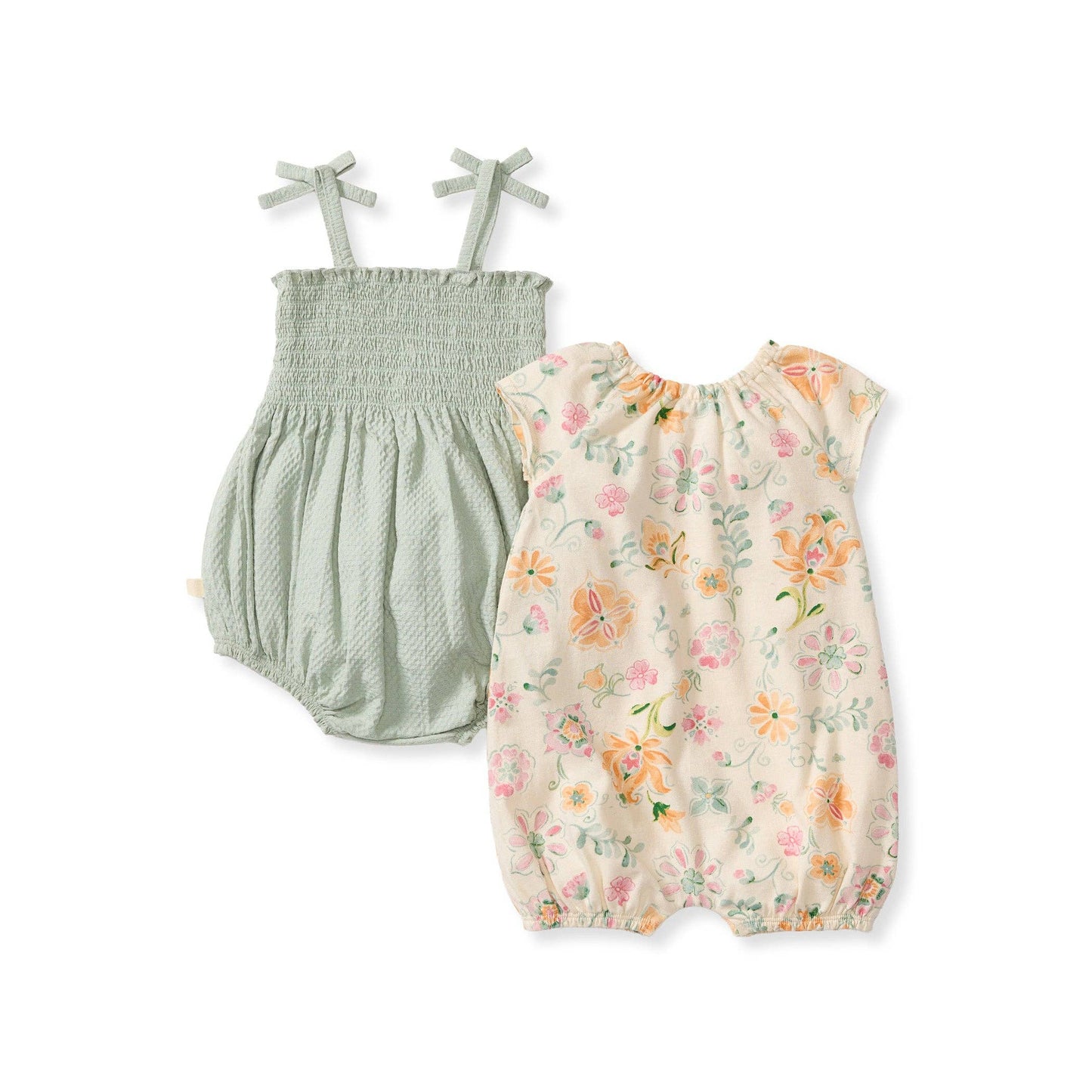 Mediterranean Floral Baby Girl Bubble Romper 2-Pack Set: 18M