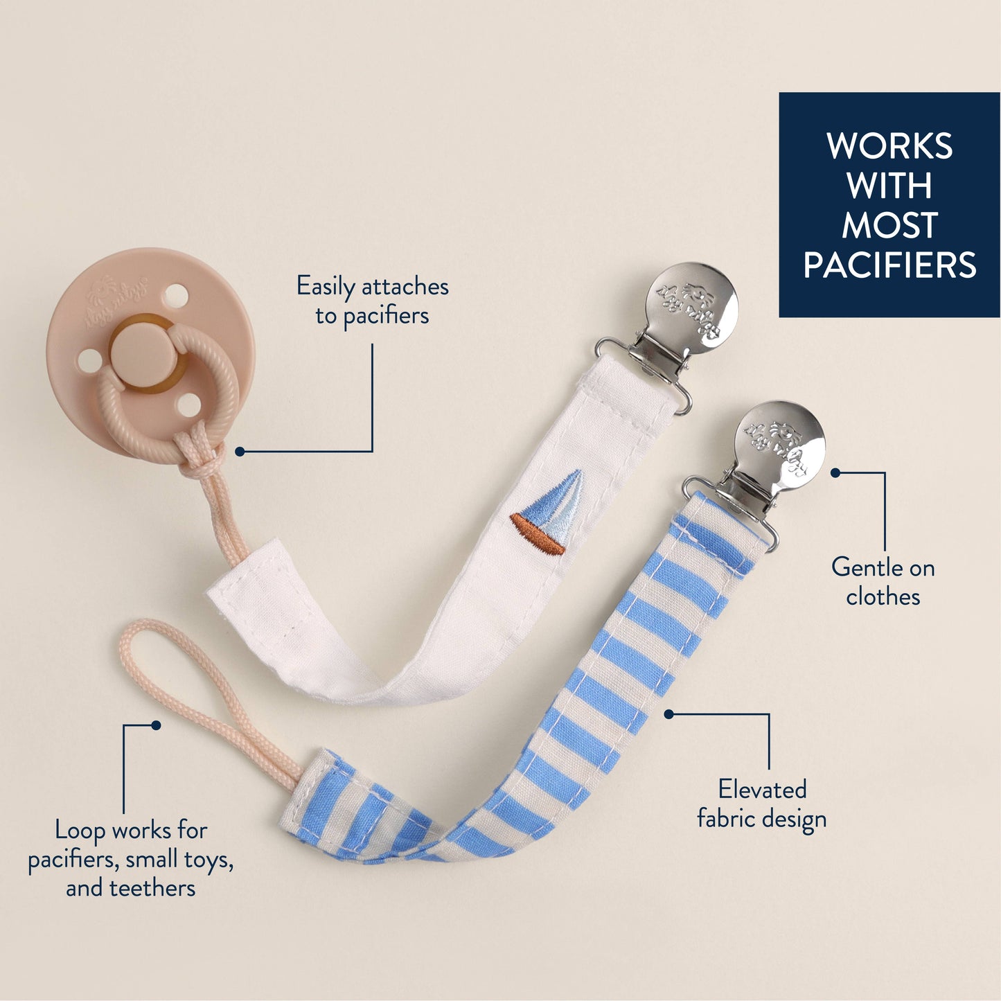 Itzy Clip™ - Fabric Pacifier Strap: Bow