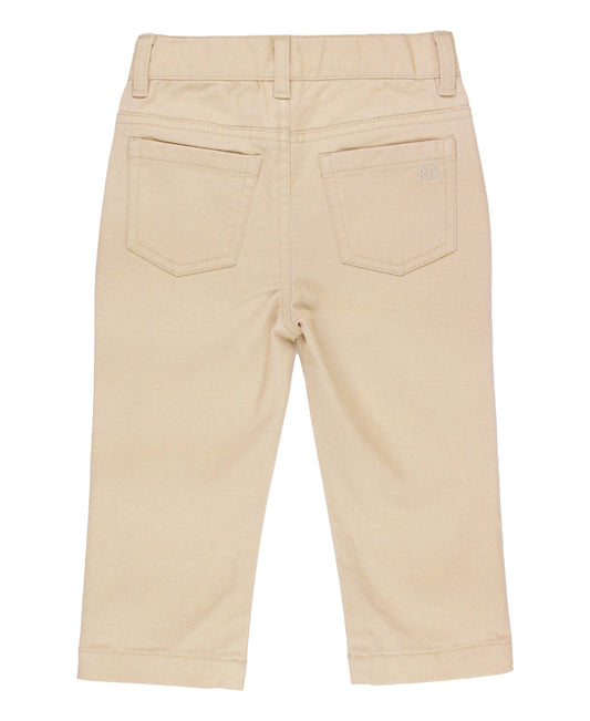 Boys Khaki Stretch Chino Pants: Off-White
