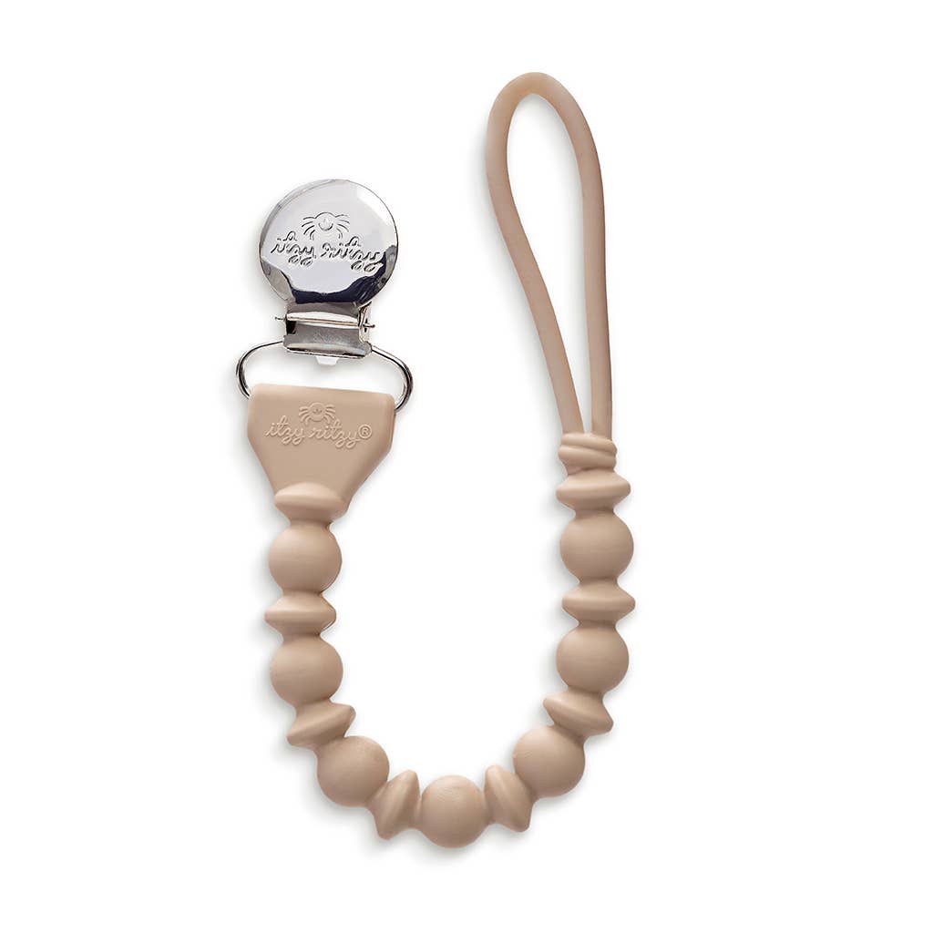Itzy Paci Strap™ Silicone One-Piece Pacifier Clips: Blue Beaded