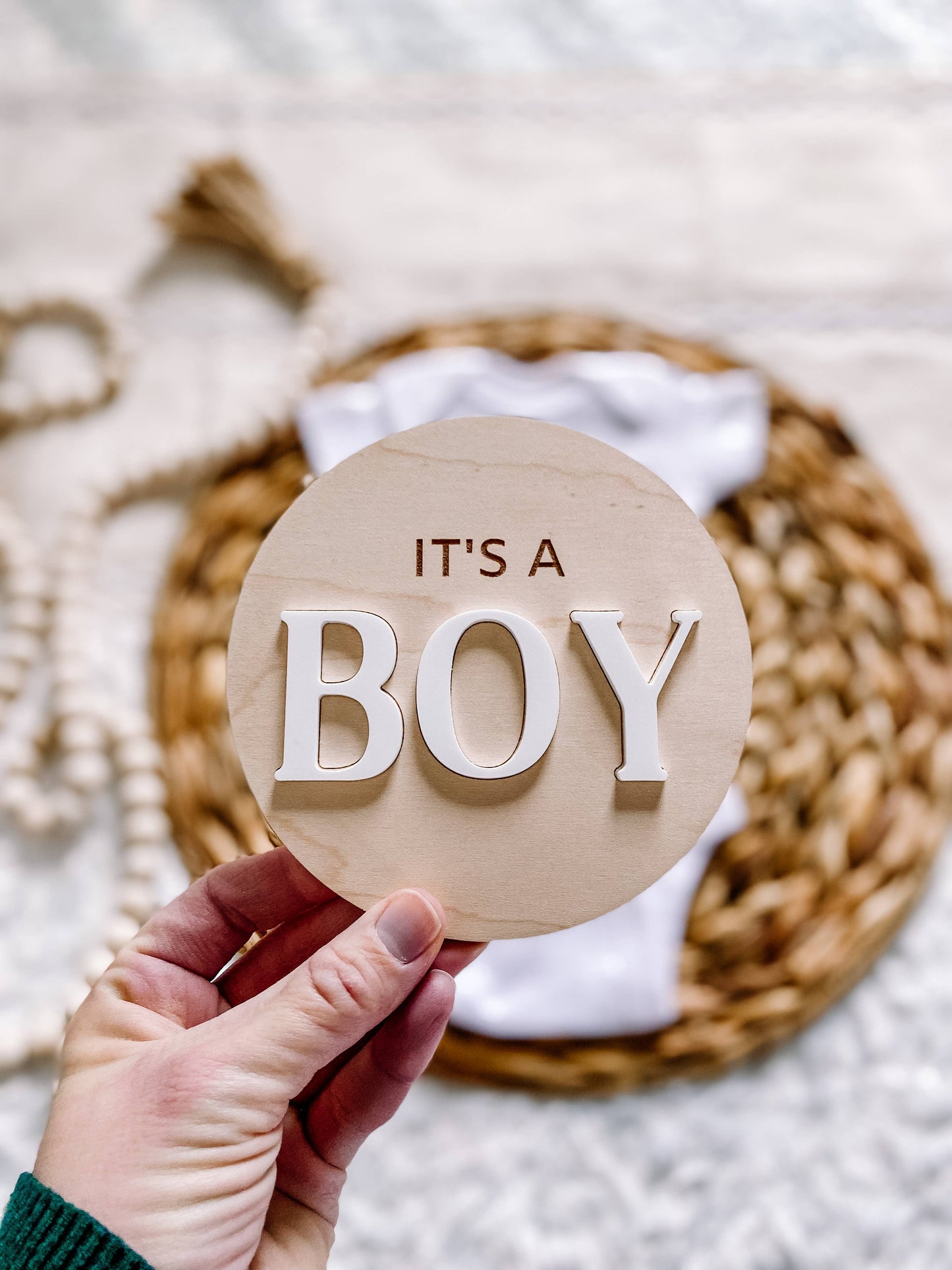 It’s a Boy Gender Reveal Announcement Sign - Round: Navy