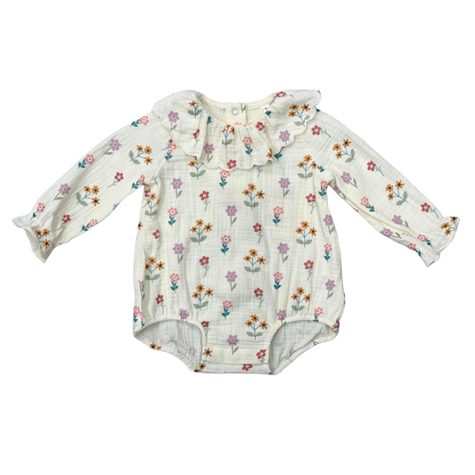Babysprouts Gauze Frill Neck: Meadow Bloom