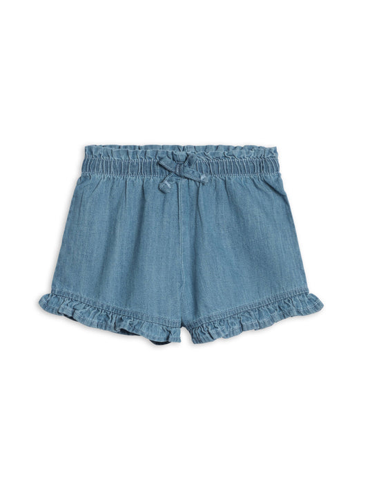 Callie Chambray Ruffle Waist Short: Chambray