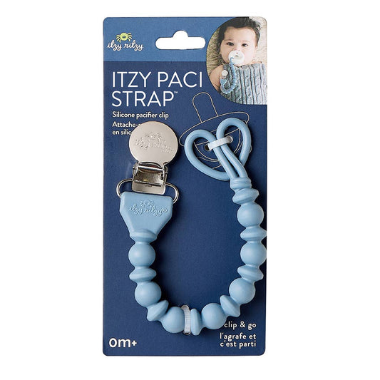 Itzy Paci Strap™ Silicone One-Piece Pacifier Clips: Blue Beaded