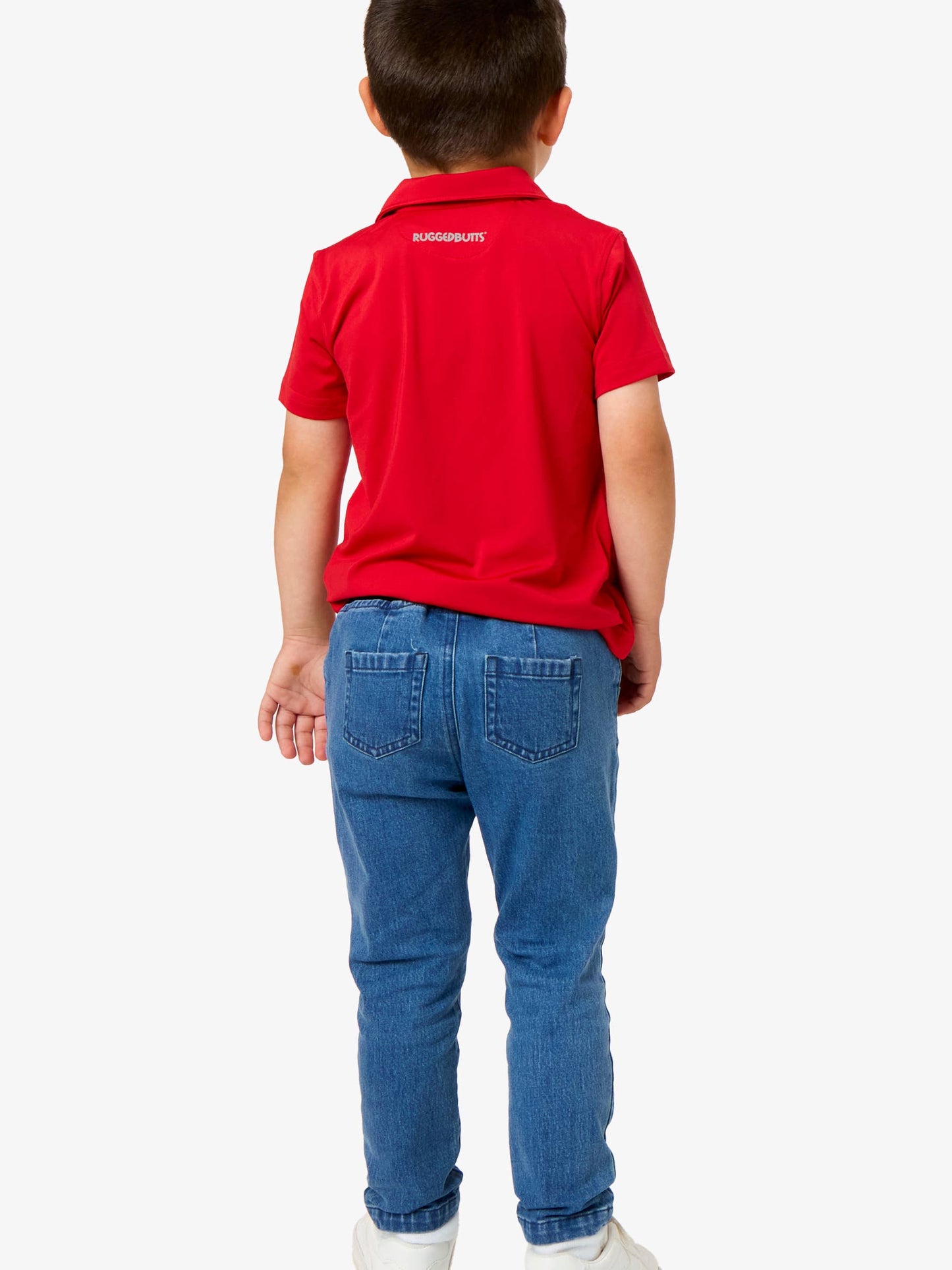 Boys Medium Wash Stretch Denim Pull-on Jeans: Blue