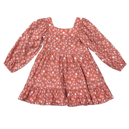 Babysprouts Girl's Long Sleeve Viscose Dress: Tiny Petals