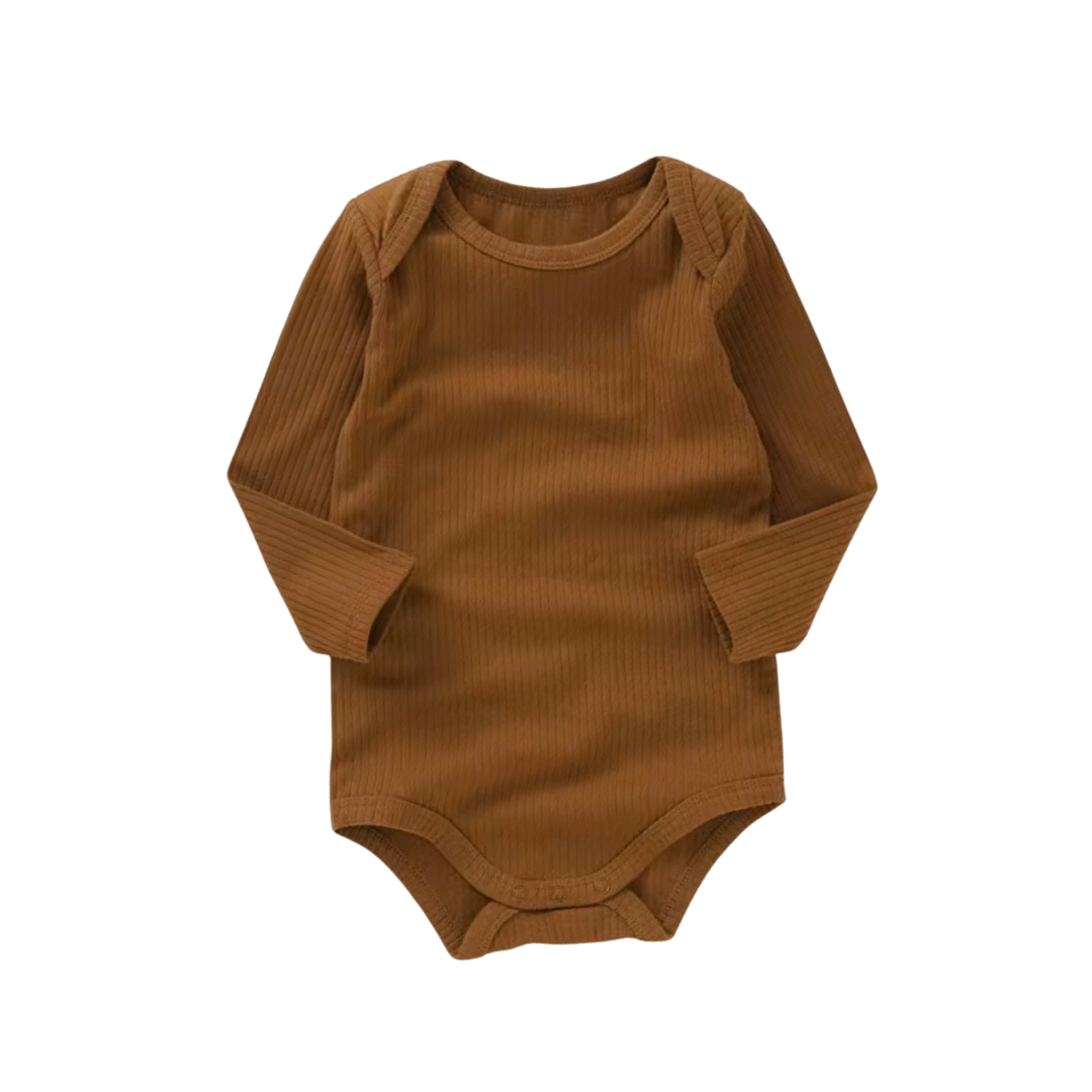 Ribbed Organic Bodysuit/Cocoa