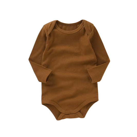 Ribbed Organic Bodysuit/Cocoa