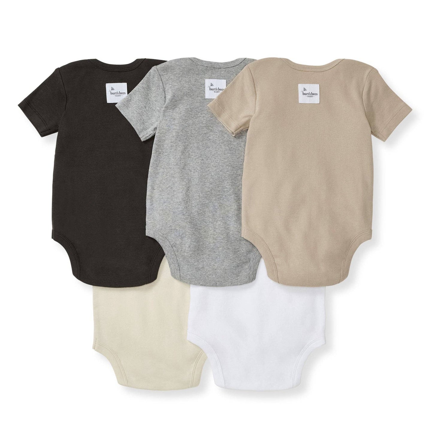 Solid Organic Cotton Short Sleeve Baby Bodysuits 5 Pack - Ash: Ash / Newborn
