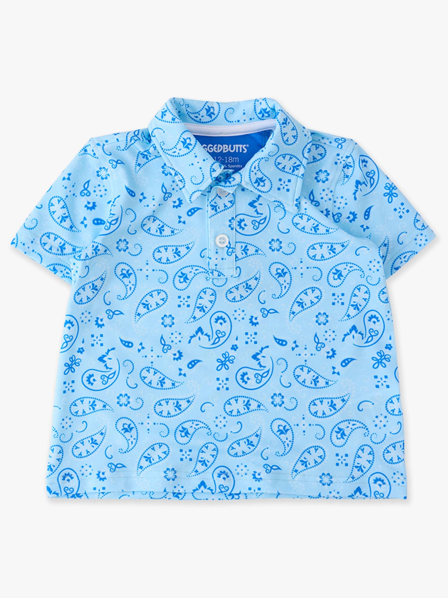 Boys Blue Western Bandana Knit Short Sleeve Performance Polo: Blue